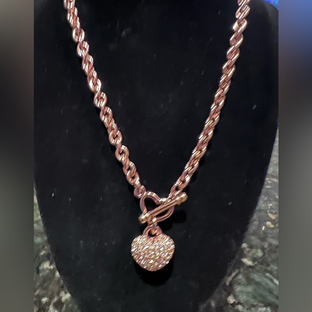 Joan Rivers Vintage Rose Gold Heart Pendant Necklace
